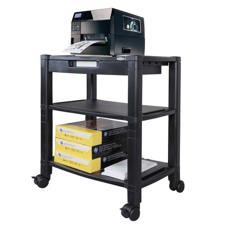 KANTEK Wide Three Shelf Desk-side Mobile Printer Stand w/Organizing Drawer PS640